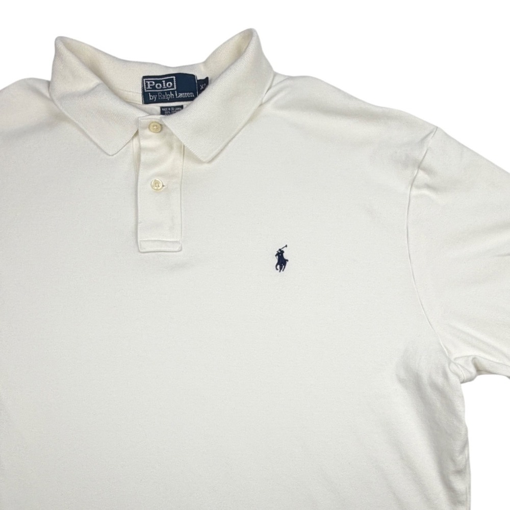 Polo Ralph Lauren Mens XL Off White Short Sleeve Cotton Pique Polo Shirt Pony